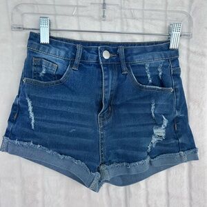 SHEIN Blue Distressed Jean Shorts